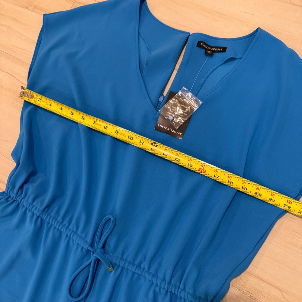 Boston Proper Vibrant Blue Capri Short Sleeve Jumpsuit Size XL NWT - Picture 10 of 12